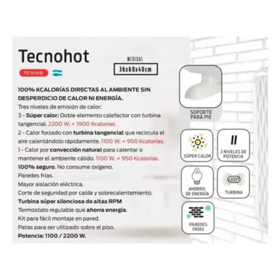 TURBO CALEFACTOR VERTICAL LILIANA TECNOHOT TCV100 - Image 4